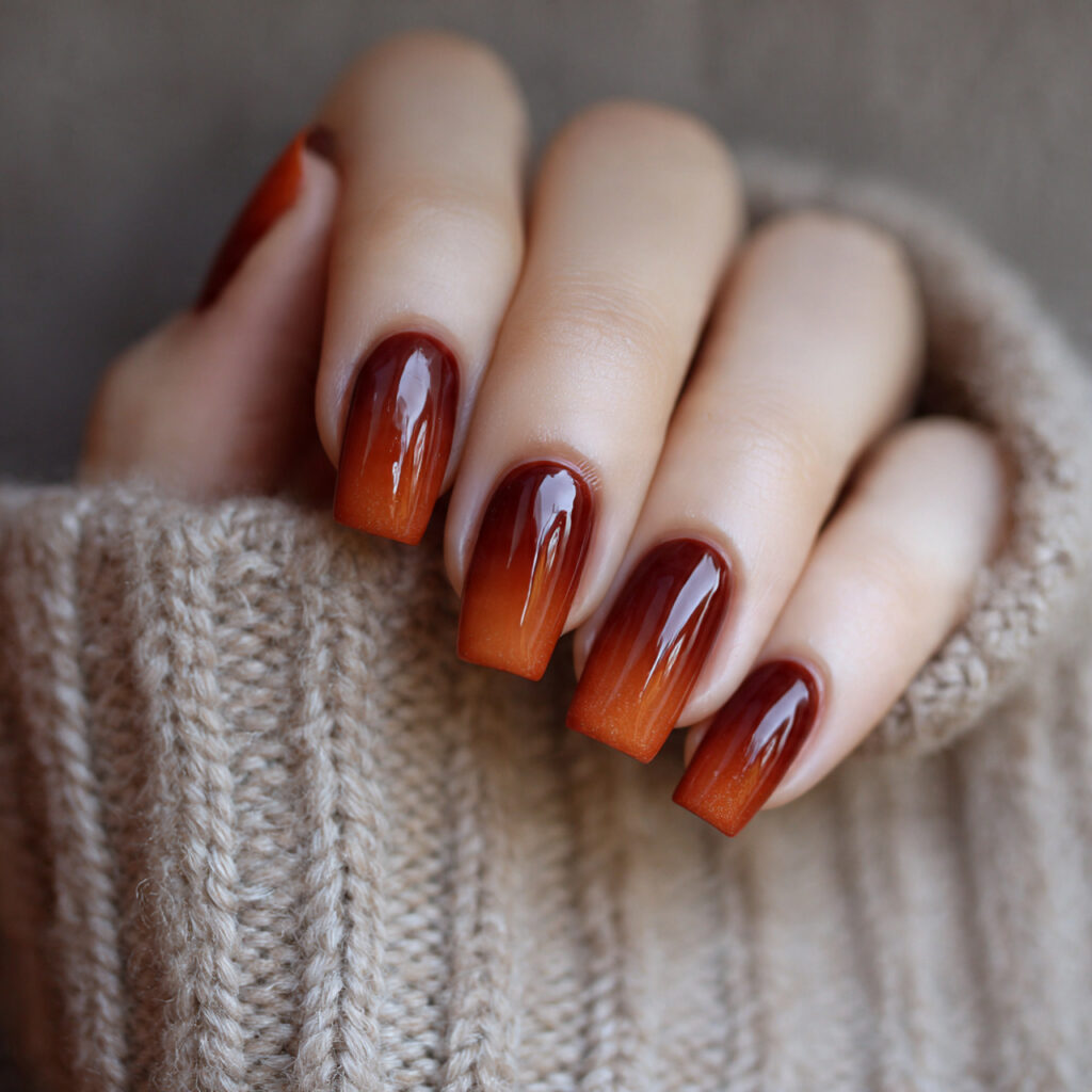 Burnt Orange Gradient Nails