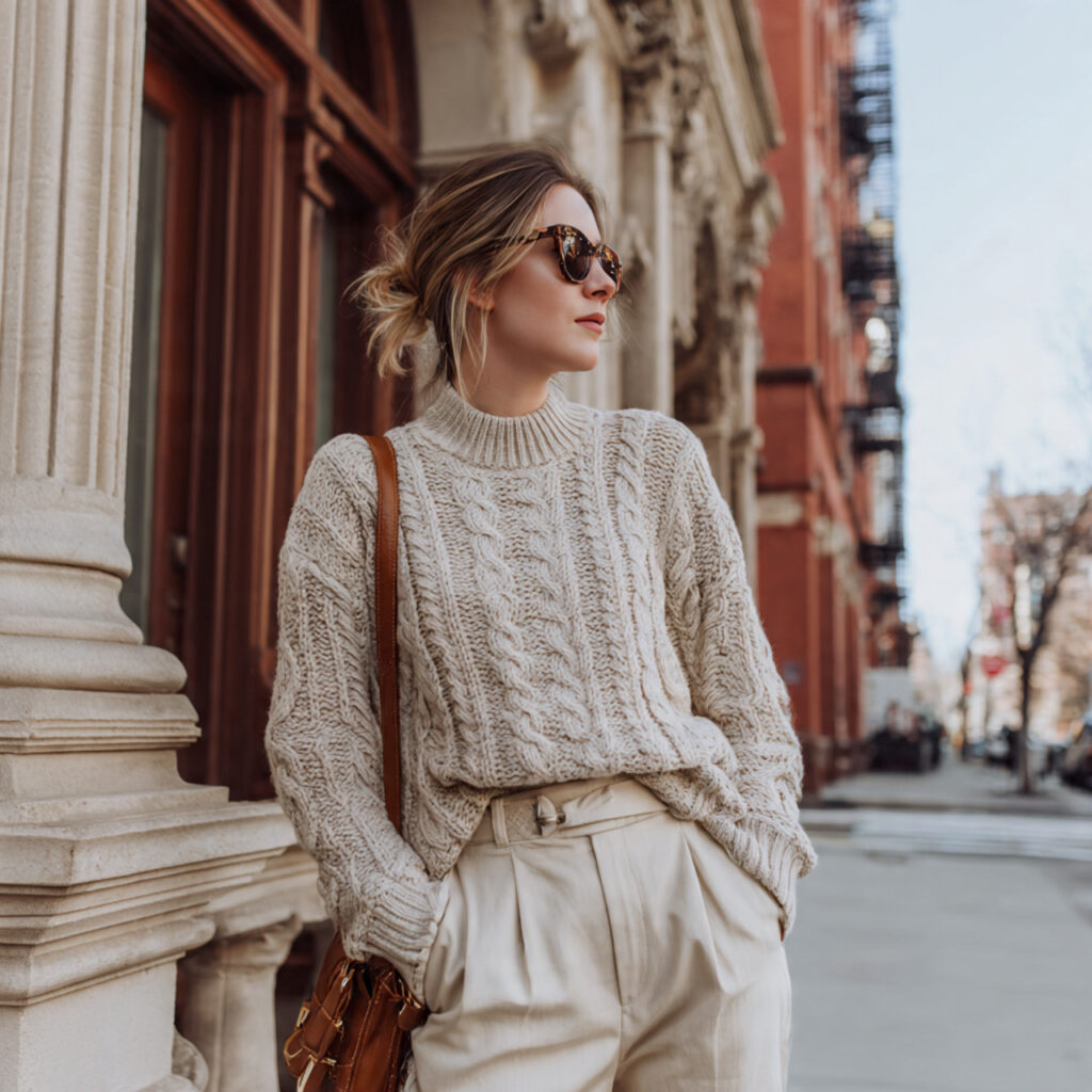 Cable Knit Sweaters with Midi Pants