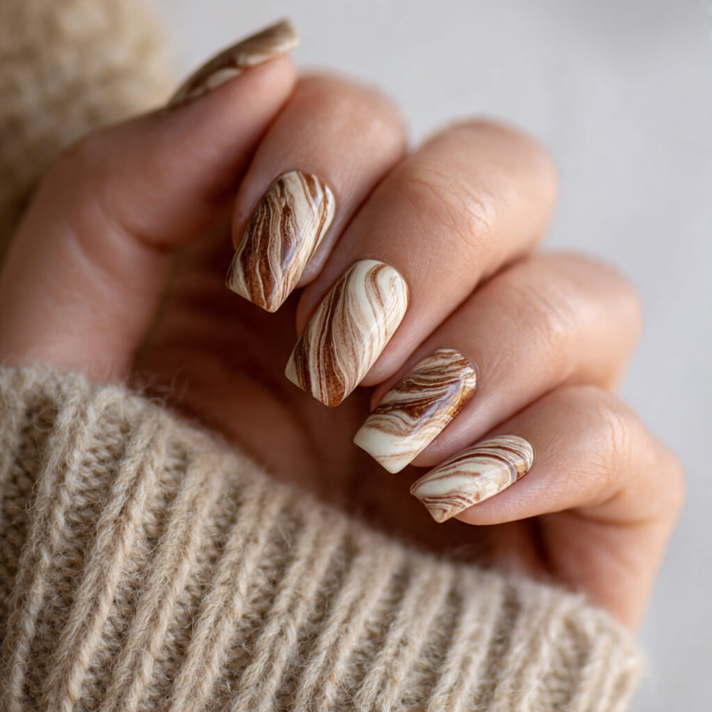 Cappuccino Swirl French Tips