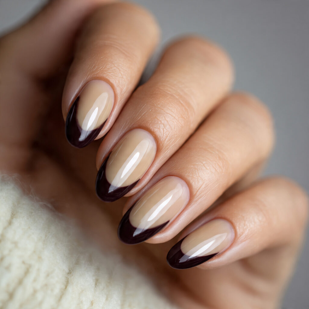 Chocolate Brown French Tips