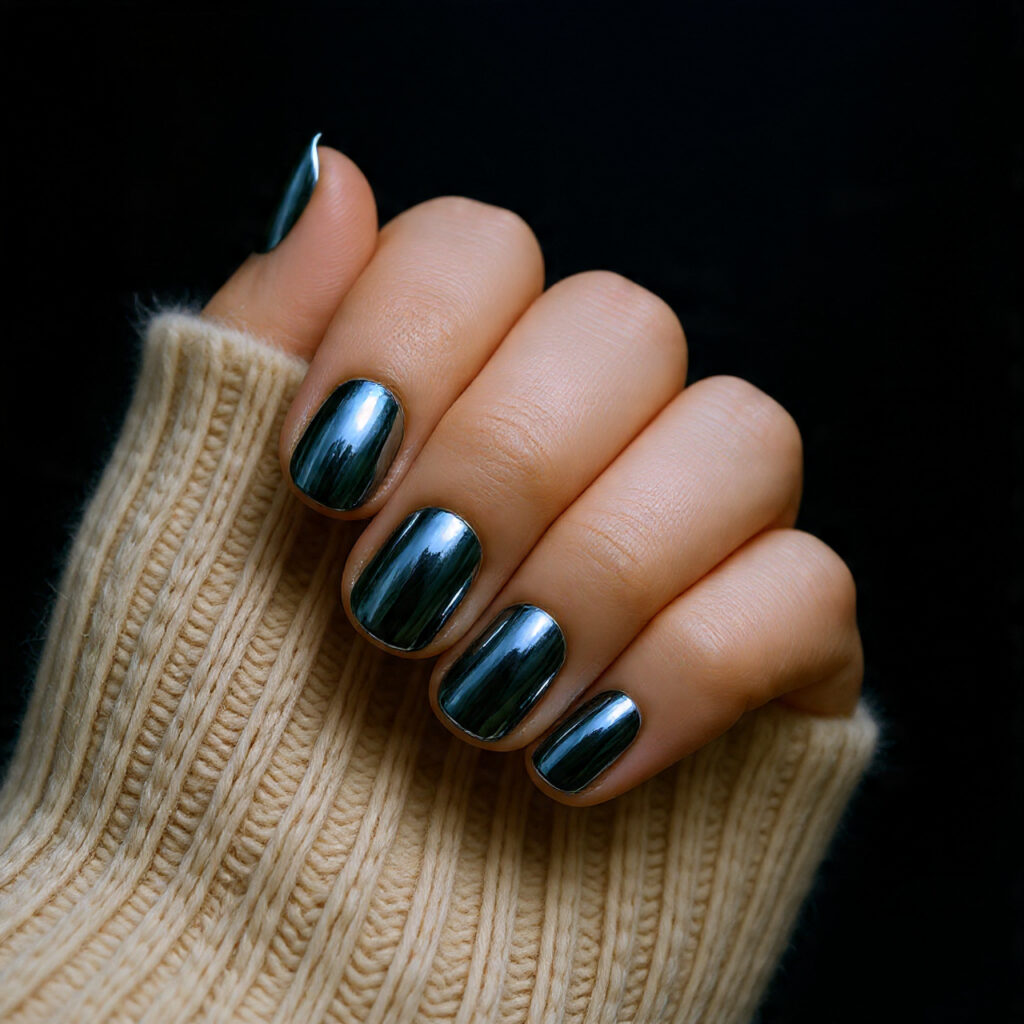 Chrome Green Nails