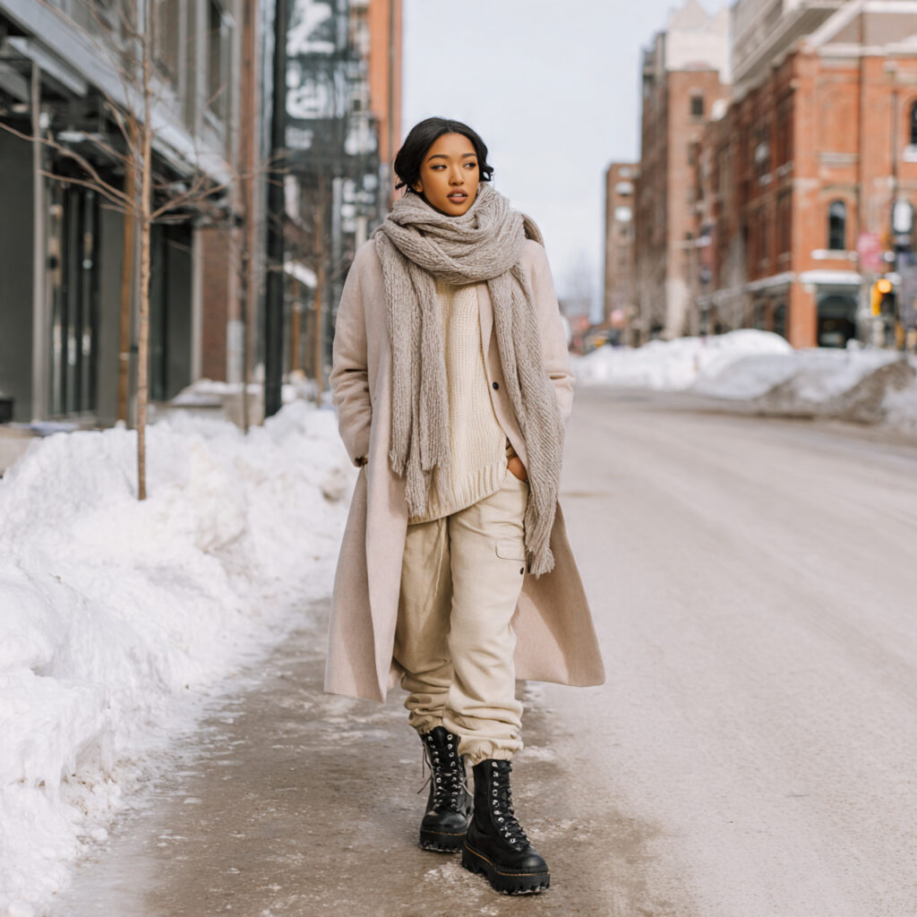 Chunky Boots with Layered Neutrals
