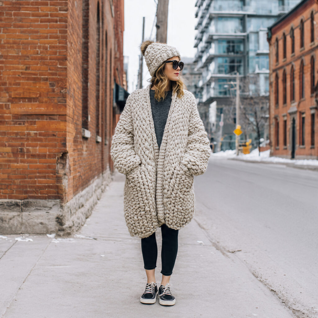 Chunky Cardigans with Leggings