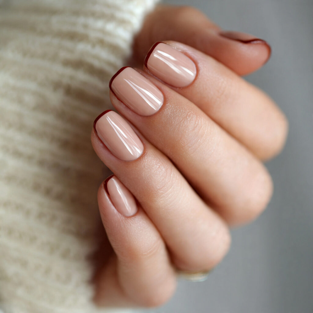 Cream Nails With Micro French Tips