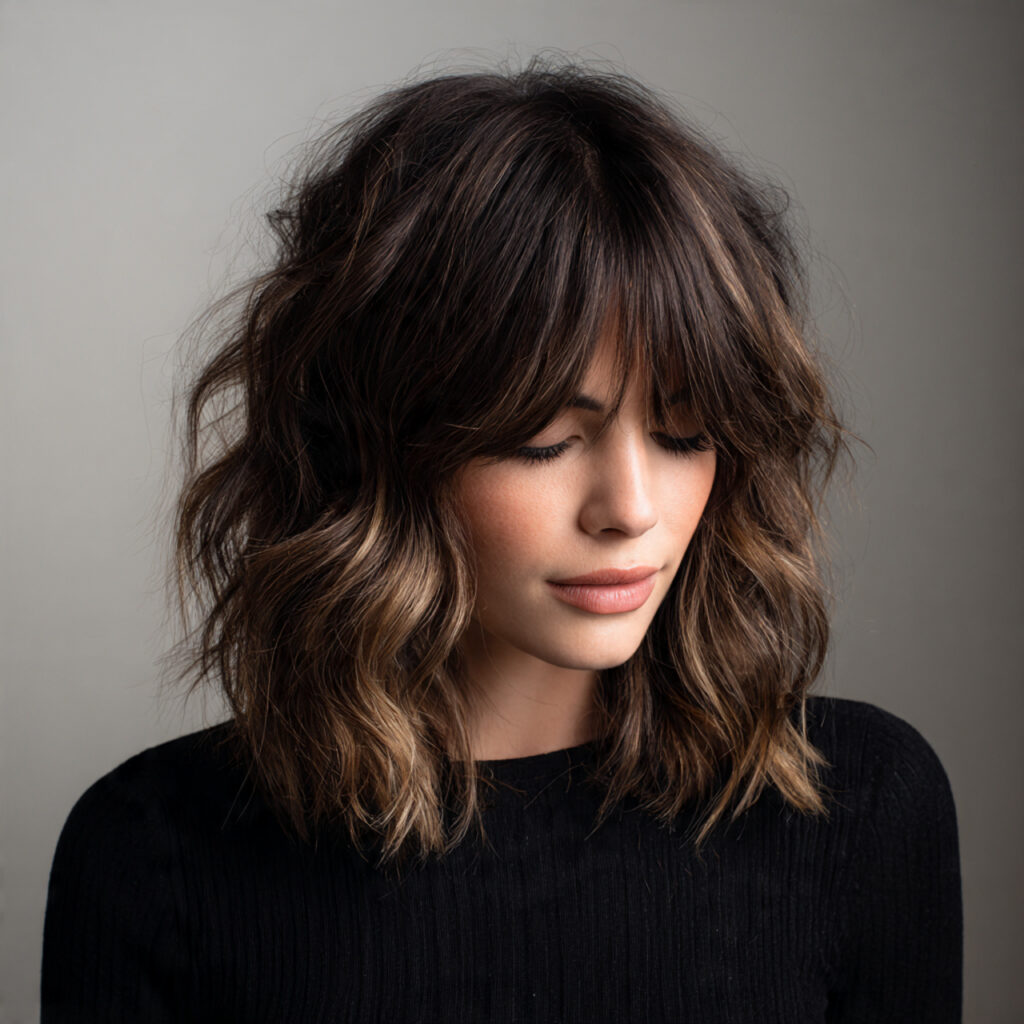 Dark-Root Shaggy Lob