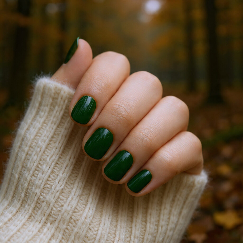 Deep Moss Green Nails