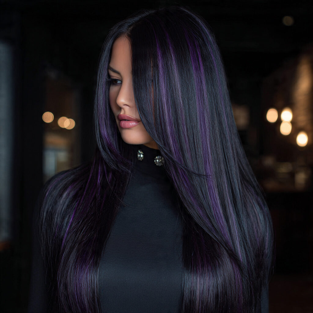 Deep Violet and Black Skunk Hair