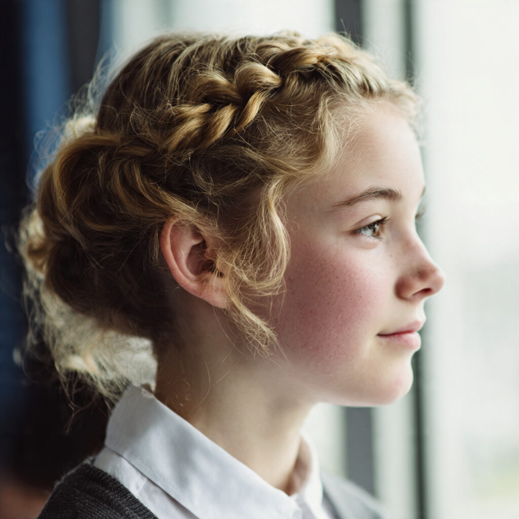 Dutch Crown Braid Hairstyles For School