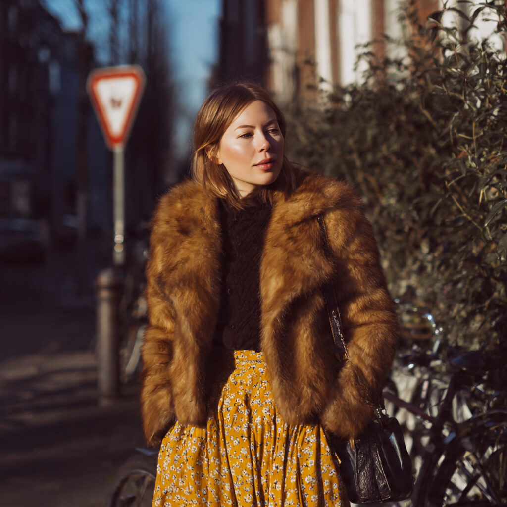 18 Best Winter Fashion Outfits to Stay Warm, Chic & Effortlessly Stylish 14 Faux Fur Jacket with Midi Skirt
