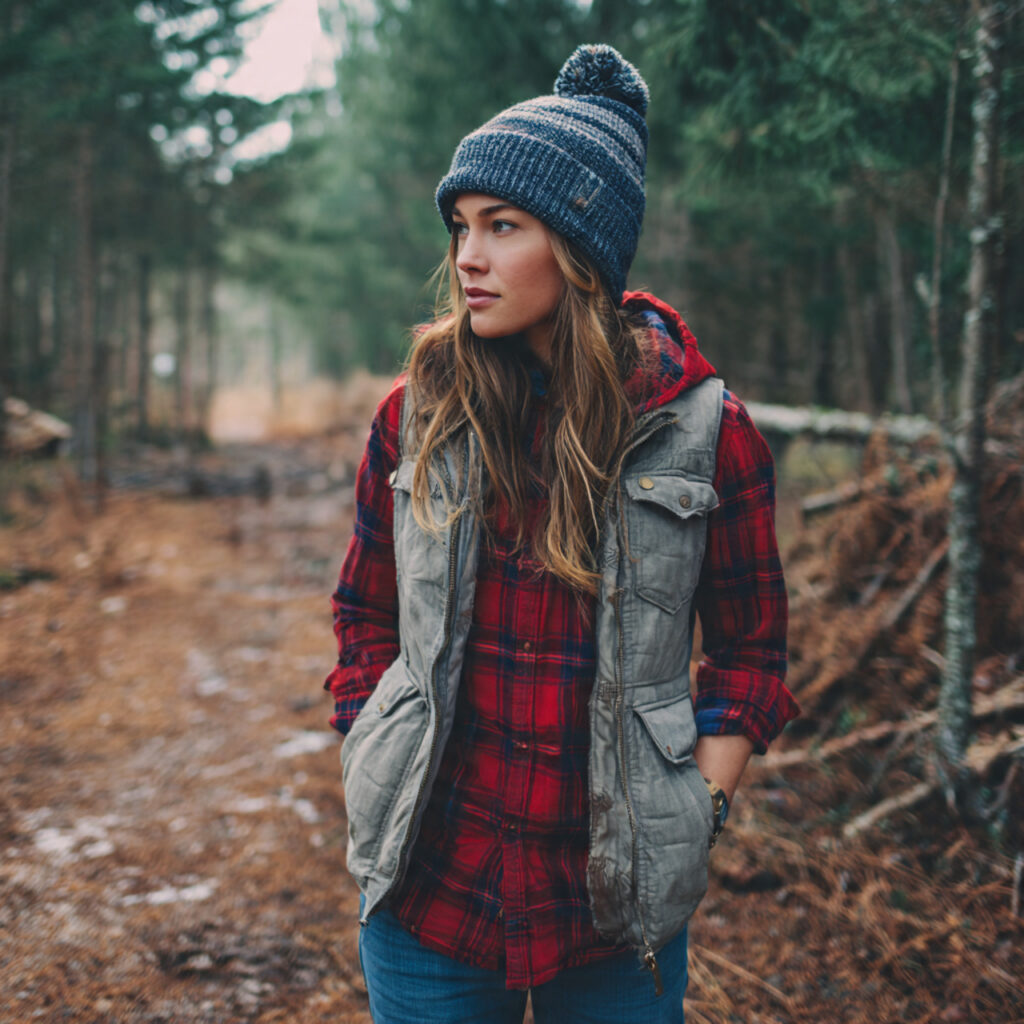 17 Best Cozy Casual Winter Outfits to Stay Warm & Stylish This Season 6 Flannel Shirt and Quilted Vest