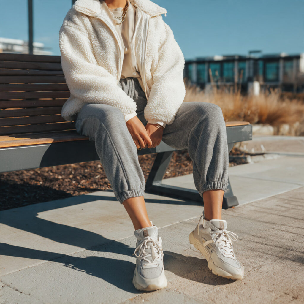 17 Best Cozy Casual Winter Outfits to Stay Warm & Stylish This Season 9 Fleece Jacket and Joggers