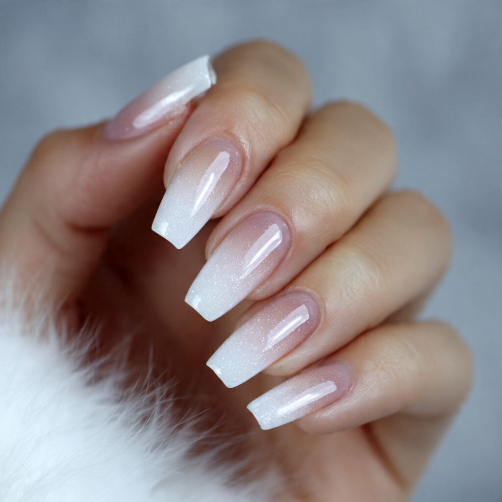 Frosted White Ombré Nails