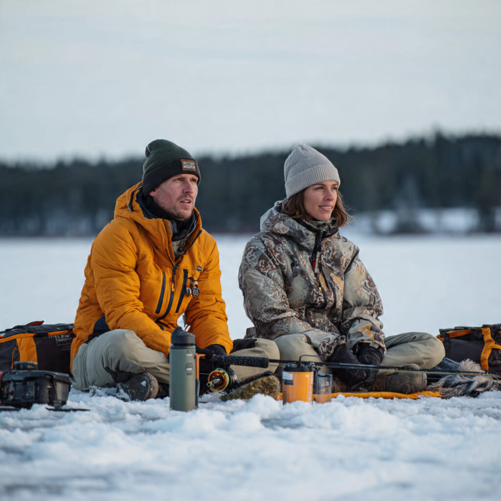 Ice Fishing or Winter Lakeside Fun