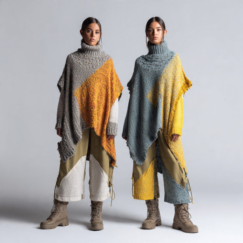 Knit Ponchos with Fitted Bottoms