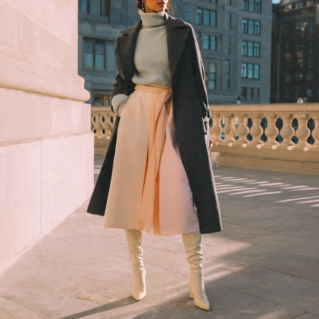 Layered Turtlenecks and Midi Skirts