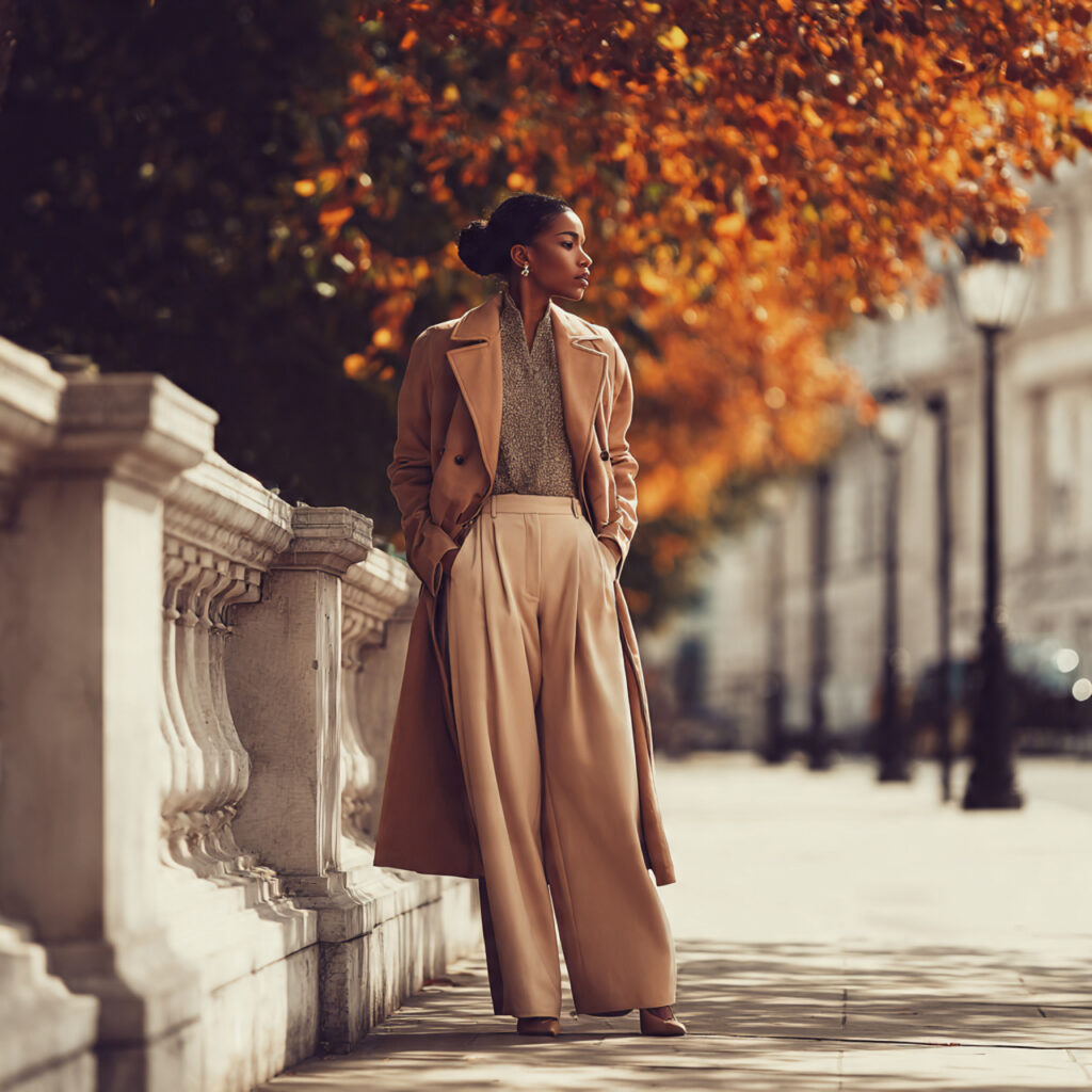 Long Coat with Wide-Leg Pants