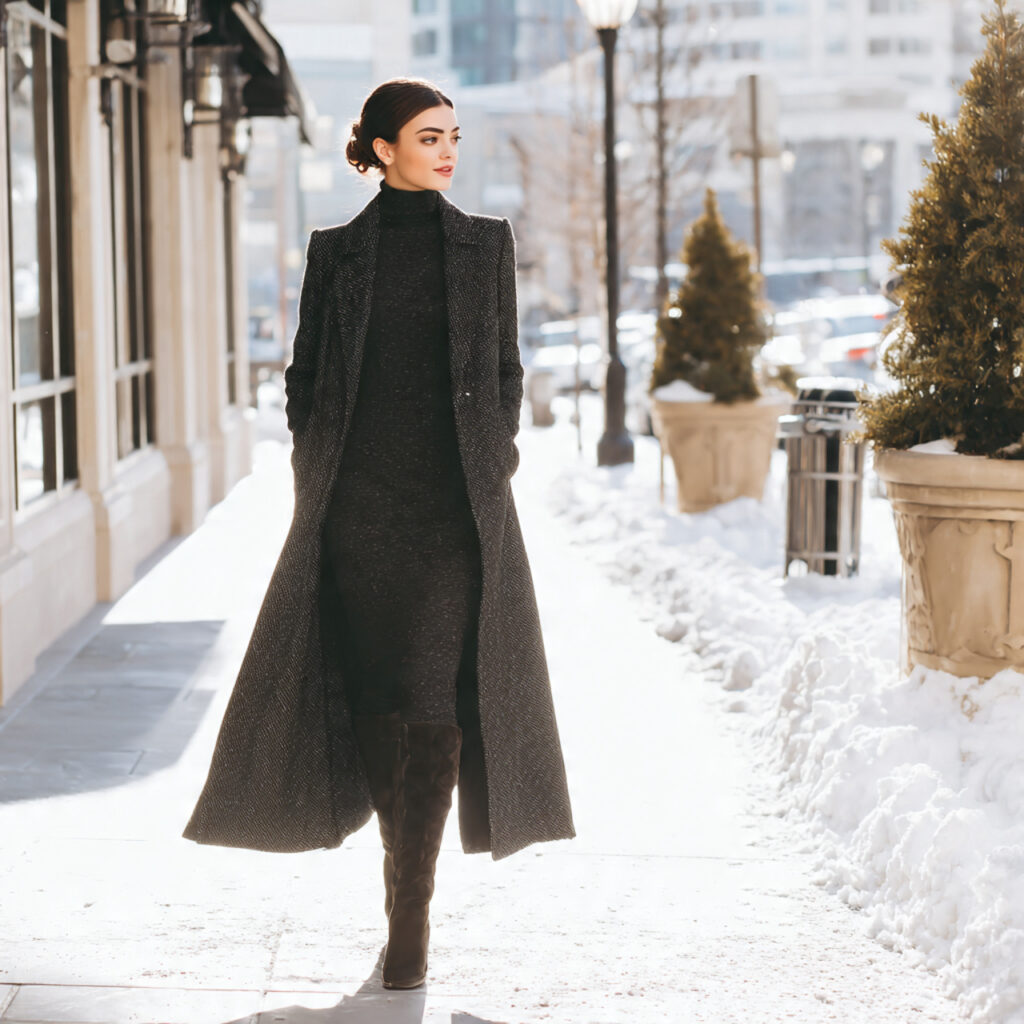 18 Best Winter Fashion Outfits to Stay Warm, Chic & Effortlessly Stylish 2 Long Wool Coat with Turtleneck Dress