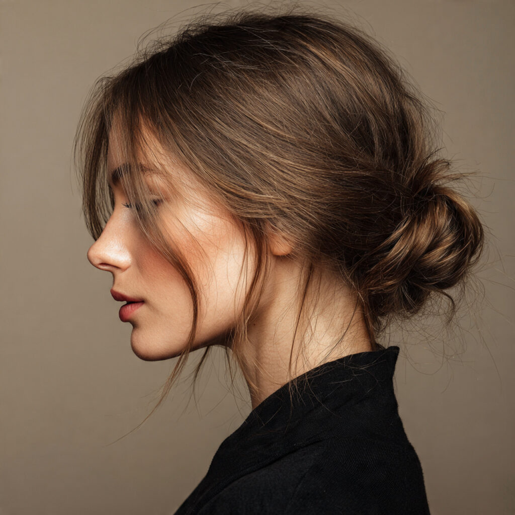 Low Bun With Loose Strands