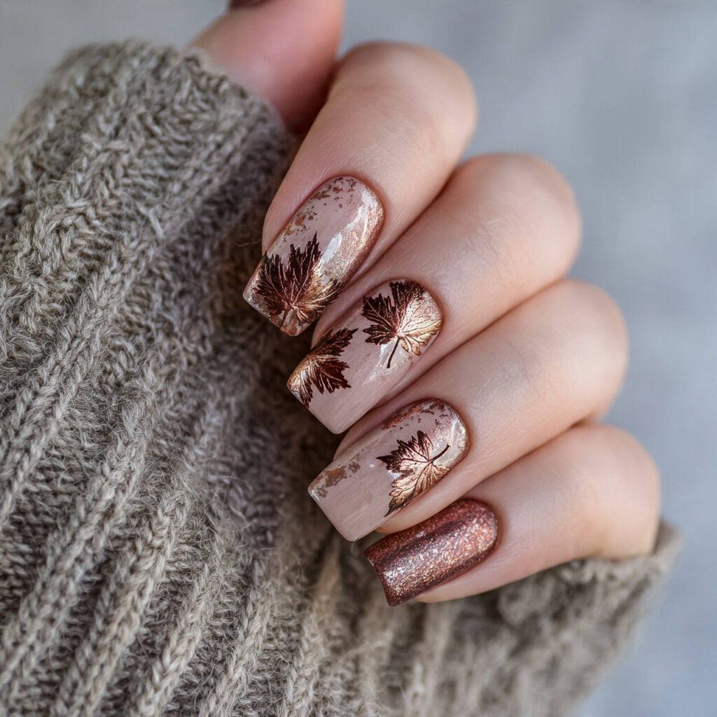 Maple Leaf Accent Nails