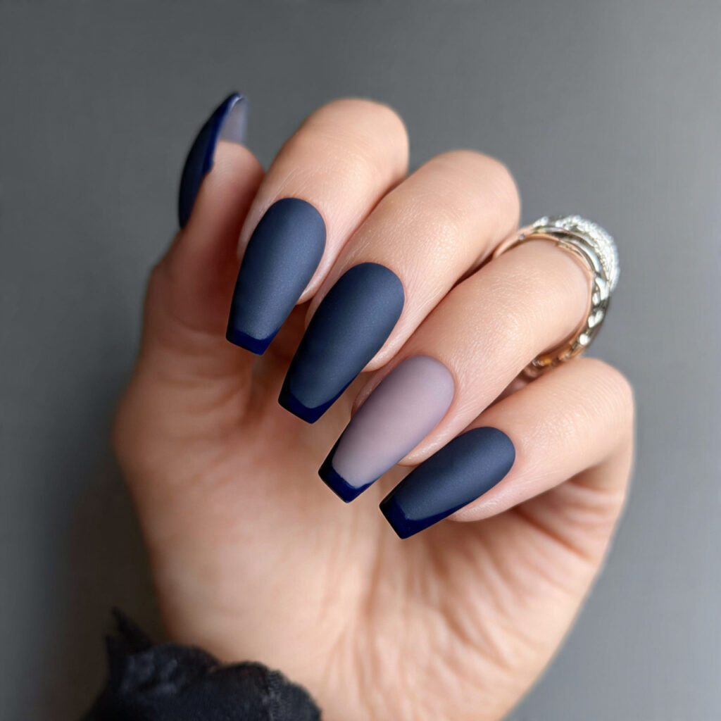 Matte Navy French Tips