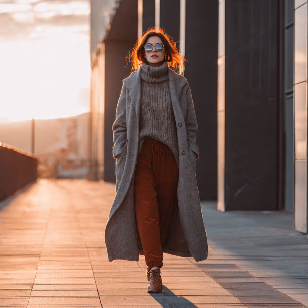 Maxi Coats with Layered Sweaters