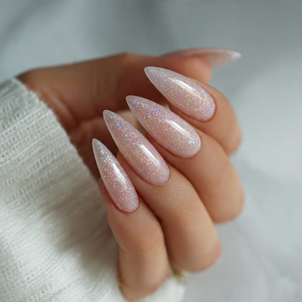Micro Sparkle Nude Nails