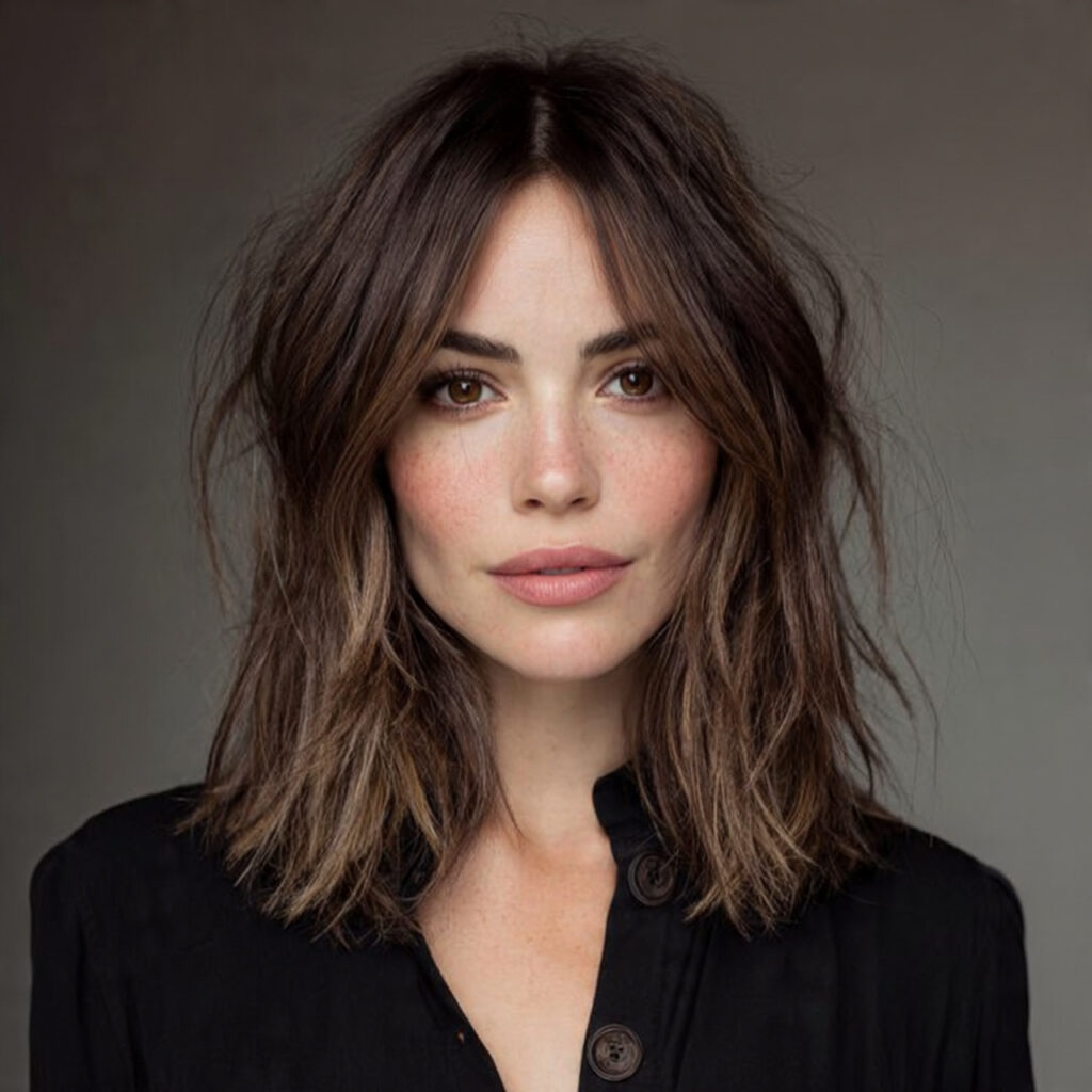 Middle-Part Shaggy Lob