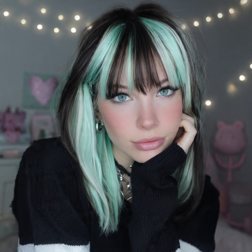 Mint Green Skunk Color Blocking