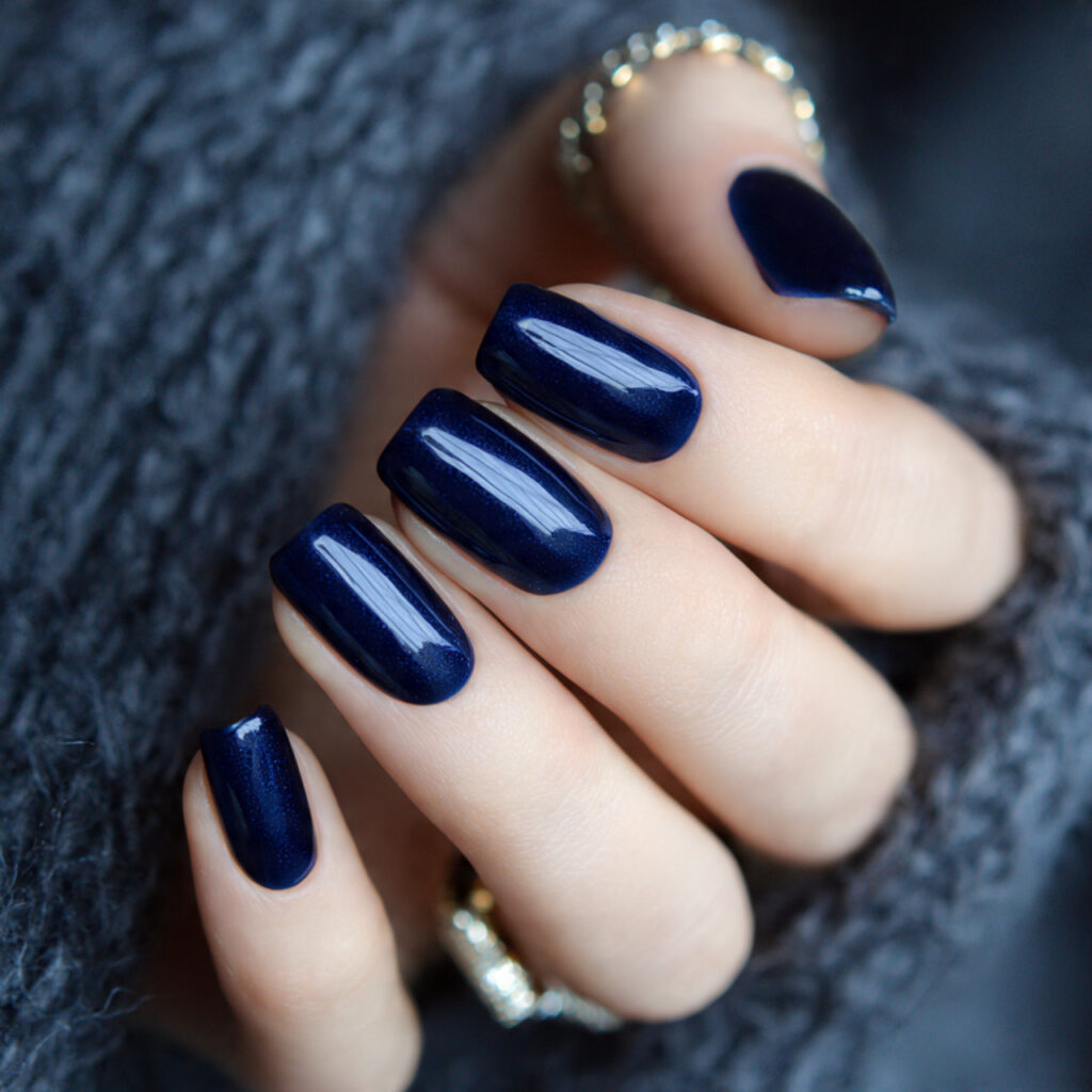 Navy Blue Jewel Nail Look