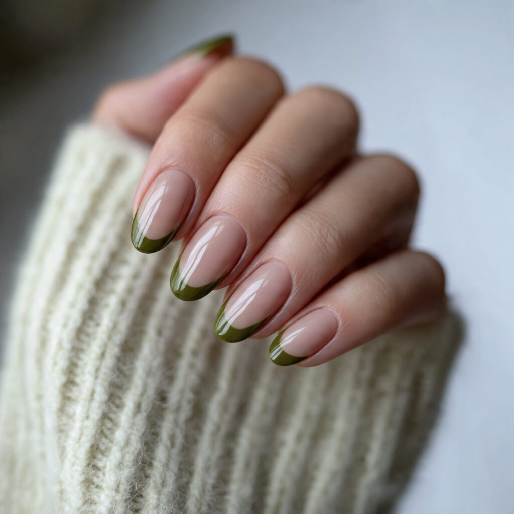 Olive Green French Tips