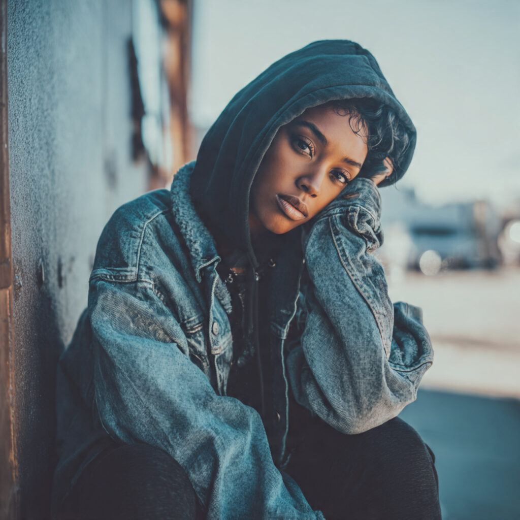 Oversized Hoodie with Denim Jacket