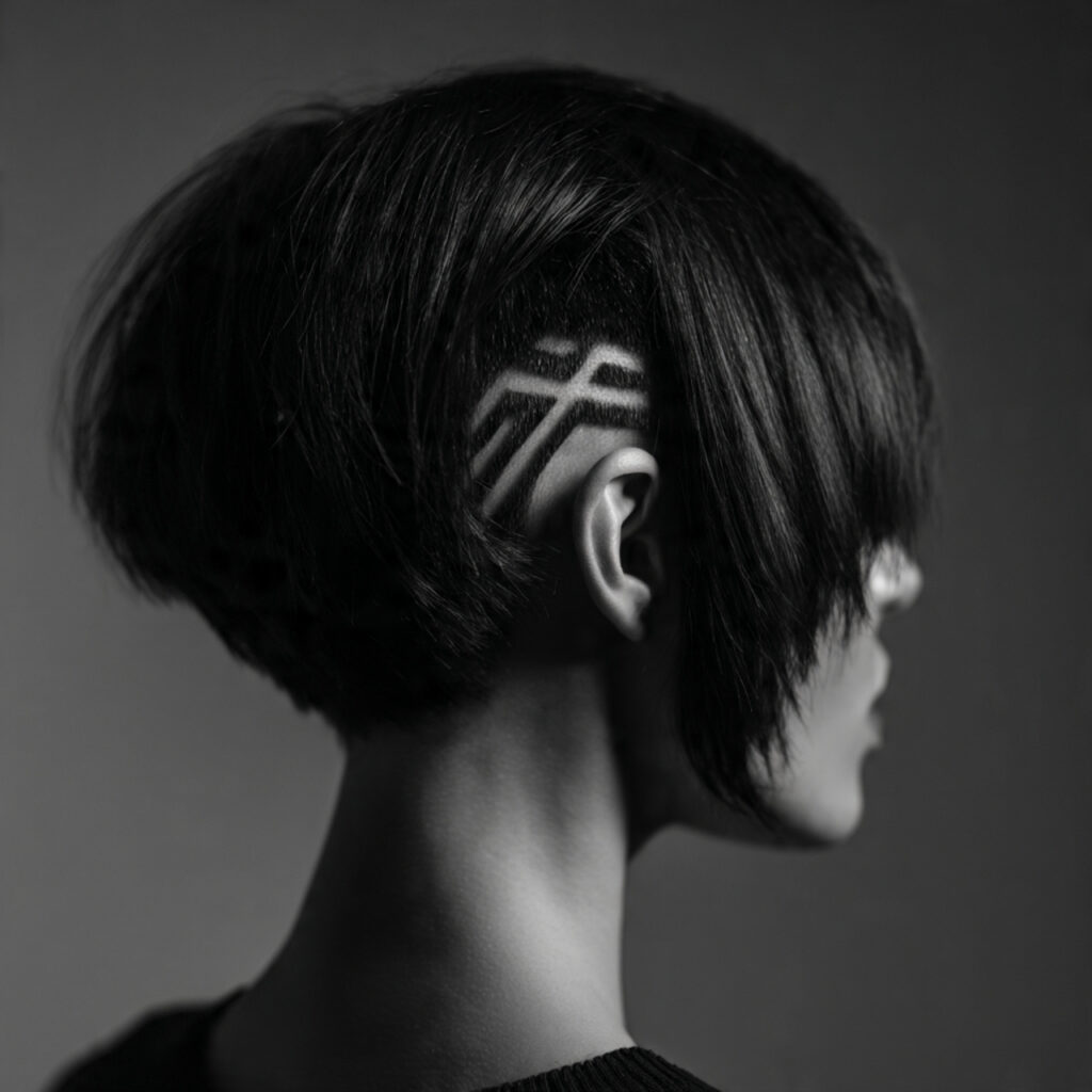 Patterned or Designed Undercut Bob