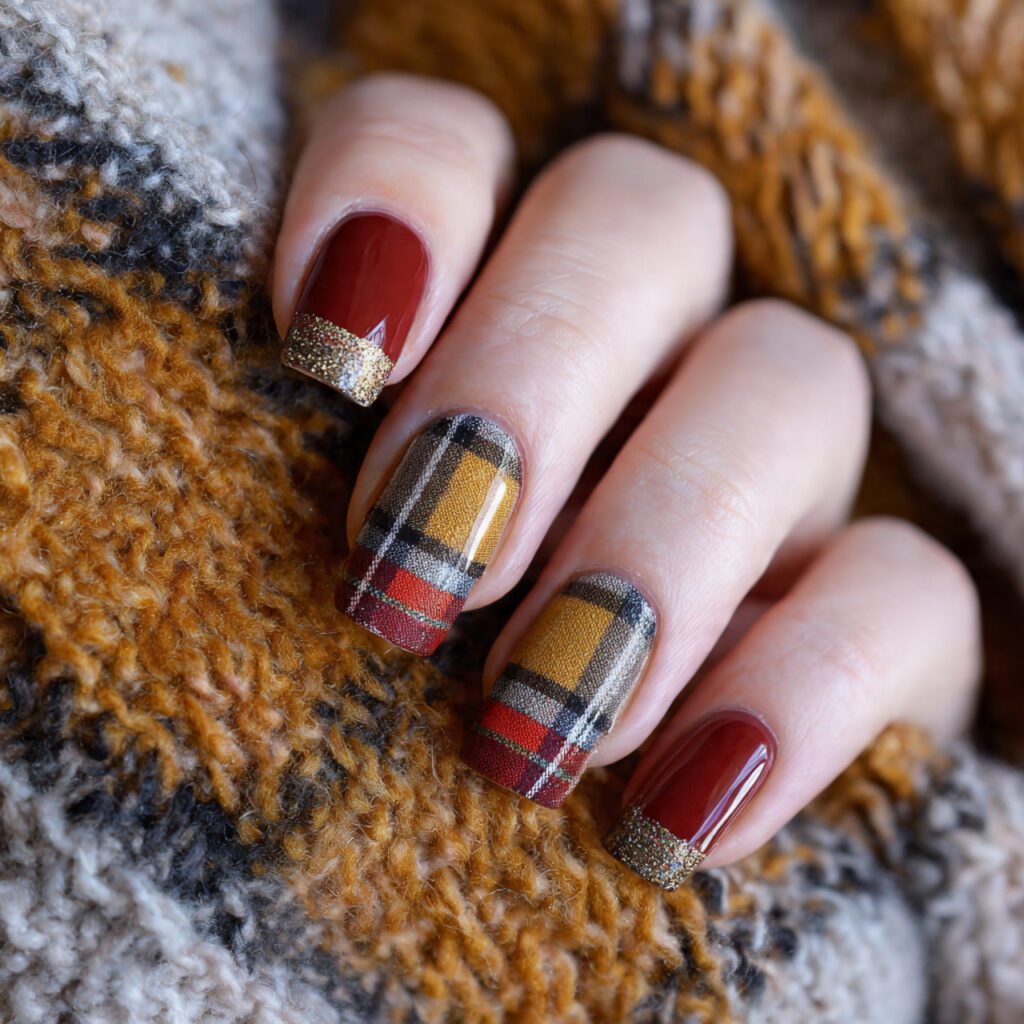 Plaid French Tips