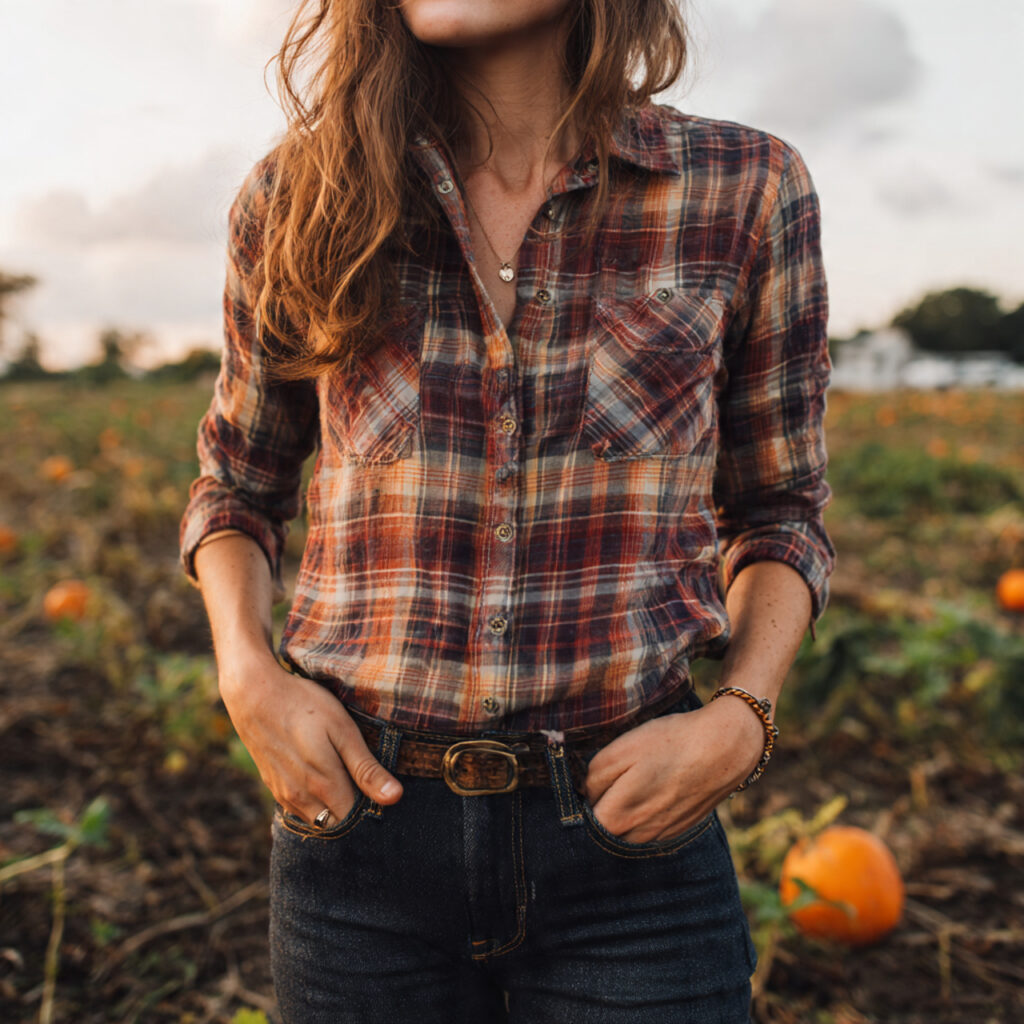 Plaid Shirt with Dark Denim