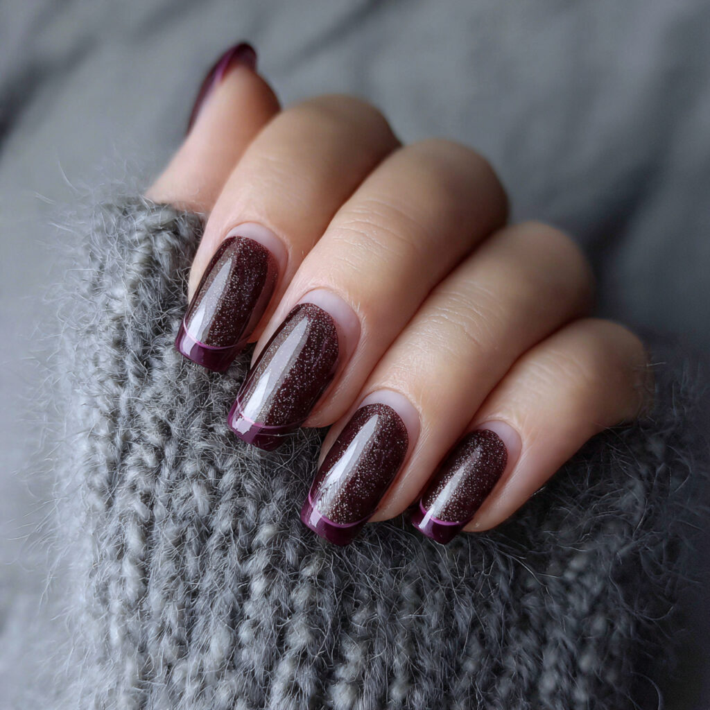 Plum French Tips