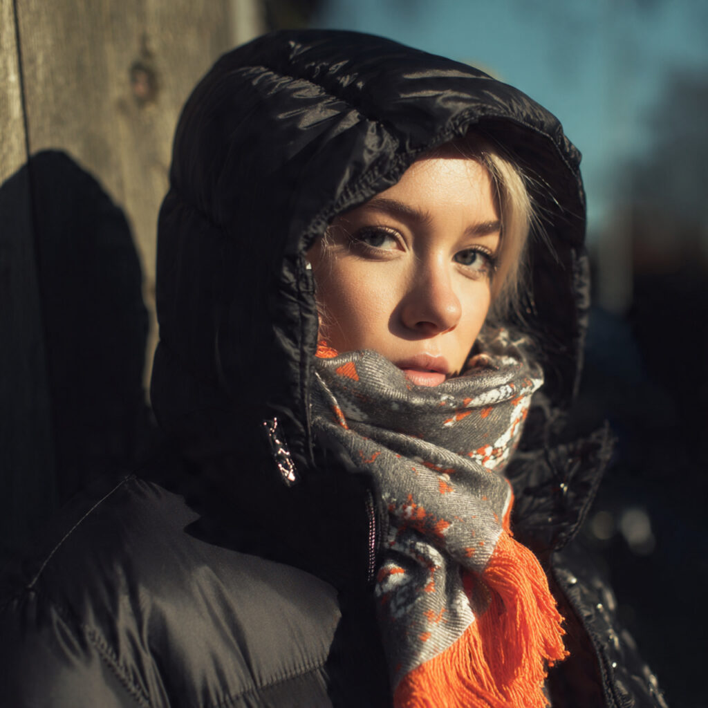 Puffer Jackets with Wool Scarves
