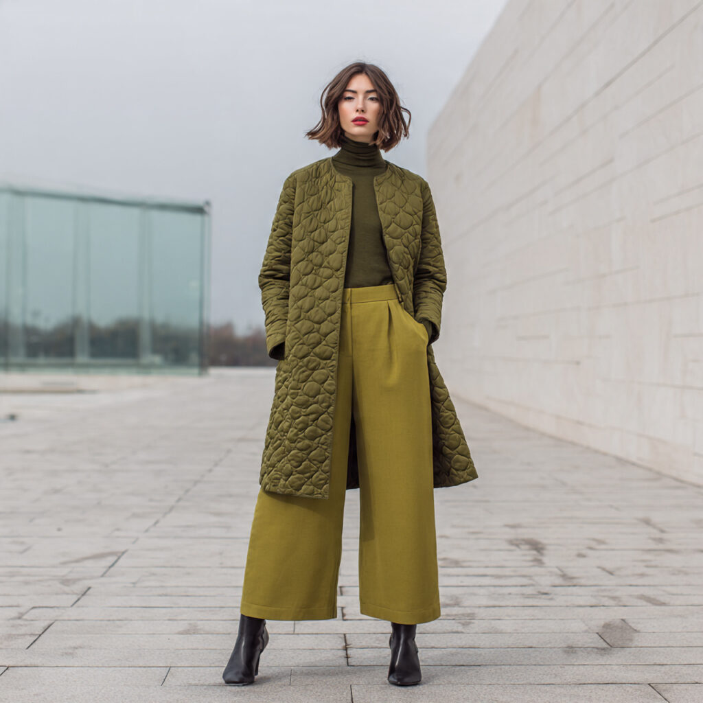 17 Best Cozy Casual Winter Outfits to Stay Warm & Stylish This Season 10 Quilted Coat and Trousers