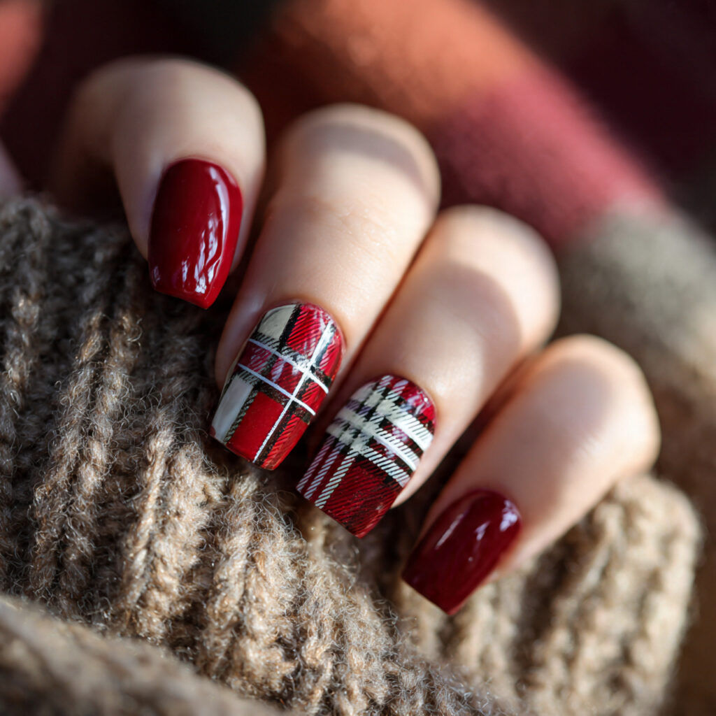 Red Fall Nails: 18 Stunning Ideas to Try This Season 15 Red Plaid Nails