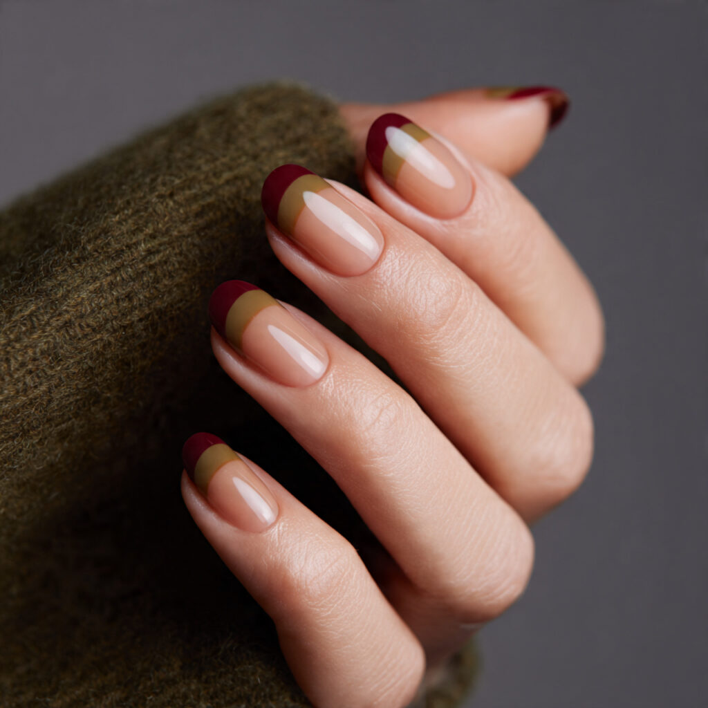 Reverse French Tips in Fall Colors