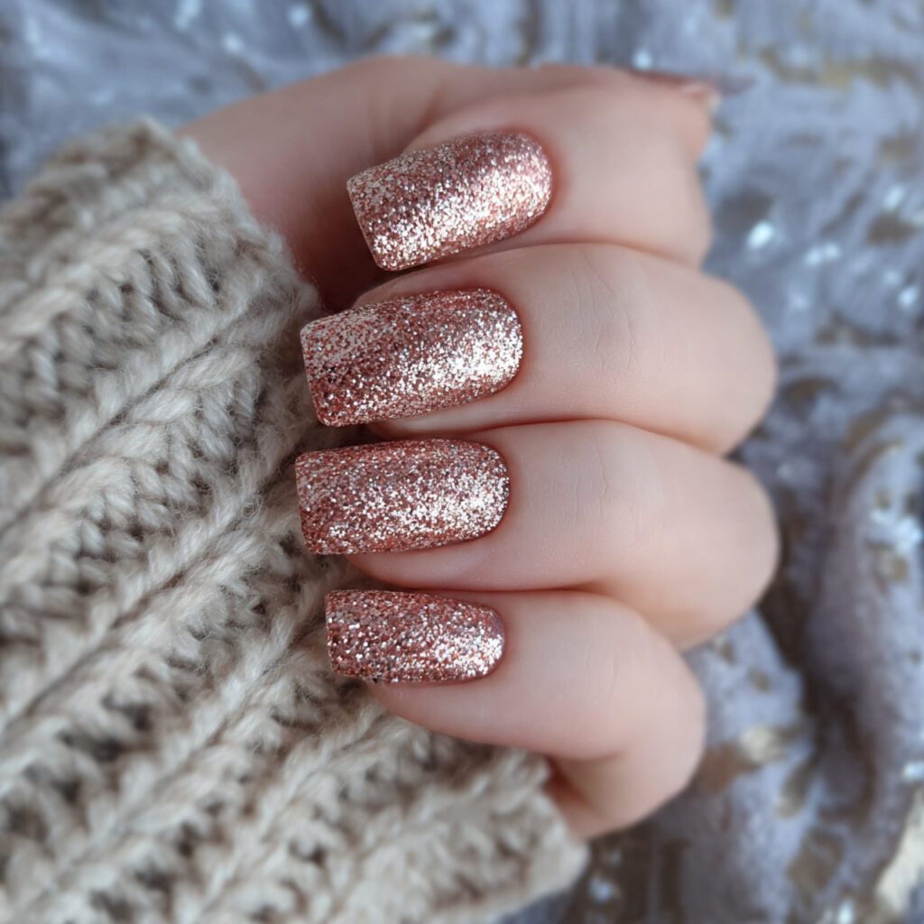 Rose-Gold Glitter Nails
