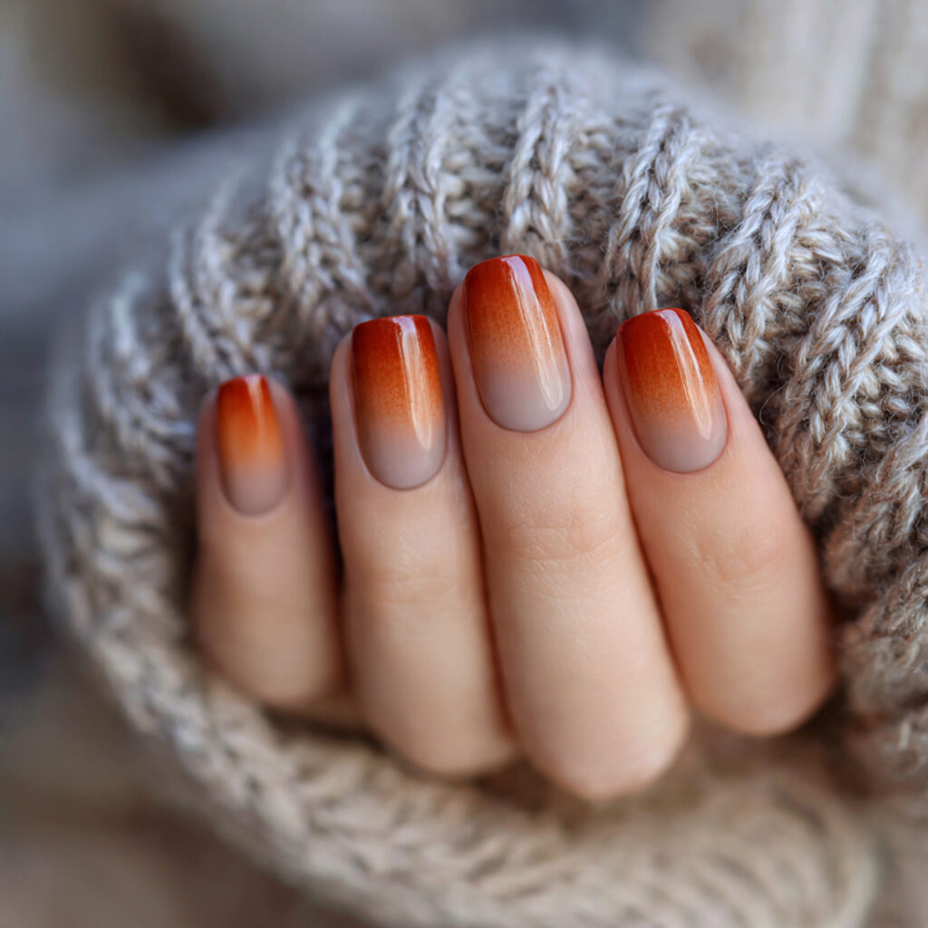 Rust Ombre French Tips