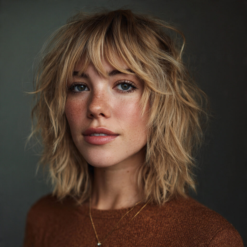 Shaggy Lob With Lived-In Texture