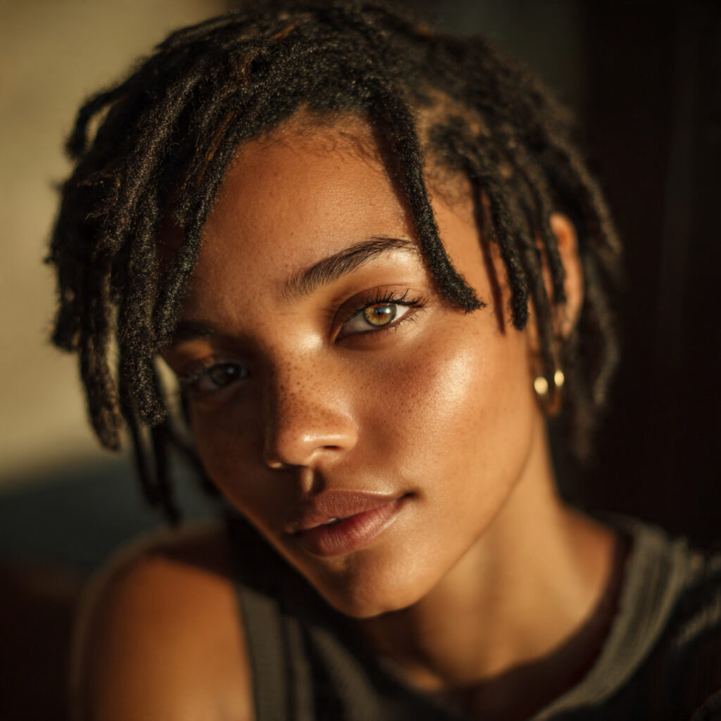 Side-Parted Short Locs
