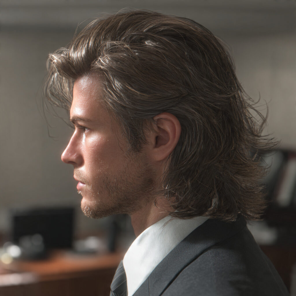 Side-Parted Subtle Mullet