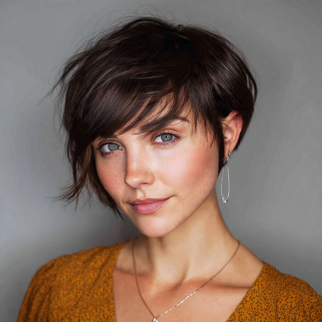 Side-Swept Fringe Long Pixie Bob