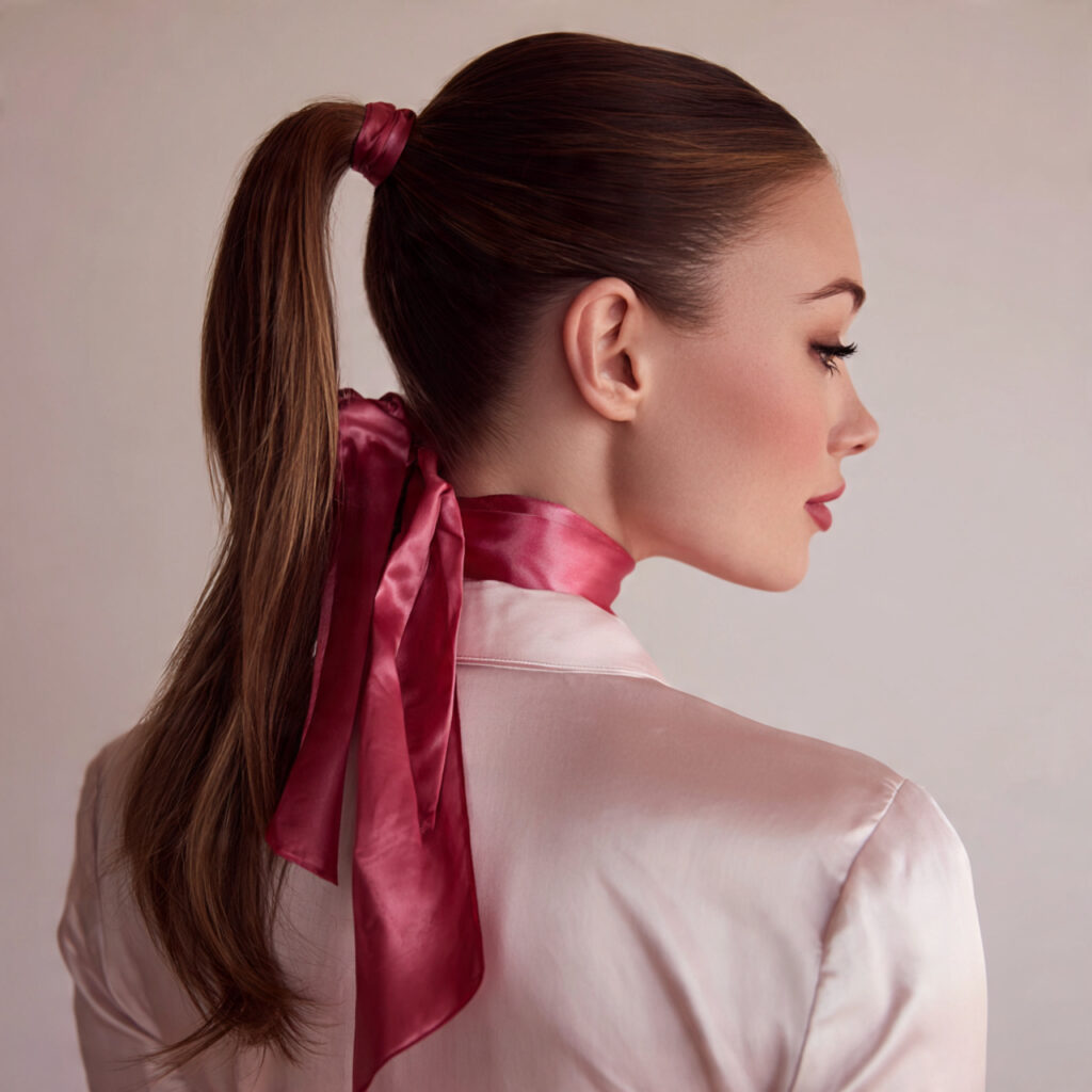 Sleek Low Ponytail with Ribbon