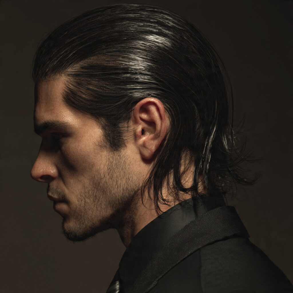 Slicked-Back Subtle Mullet