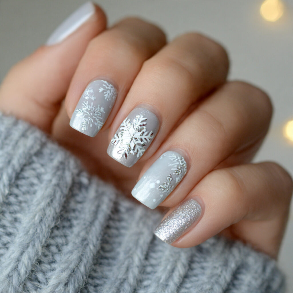 Snowflake Accent Nails