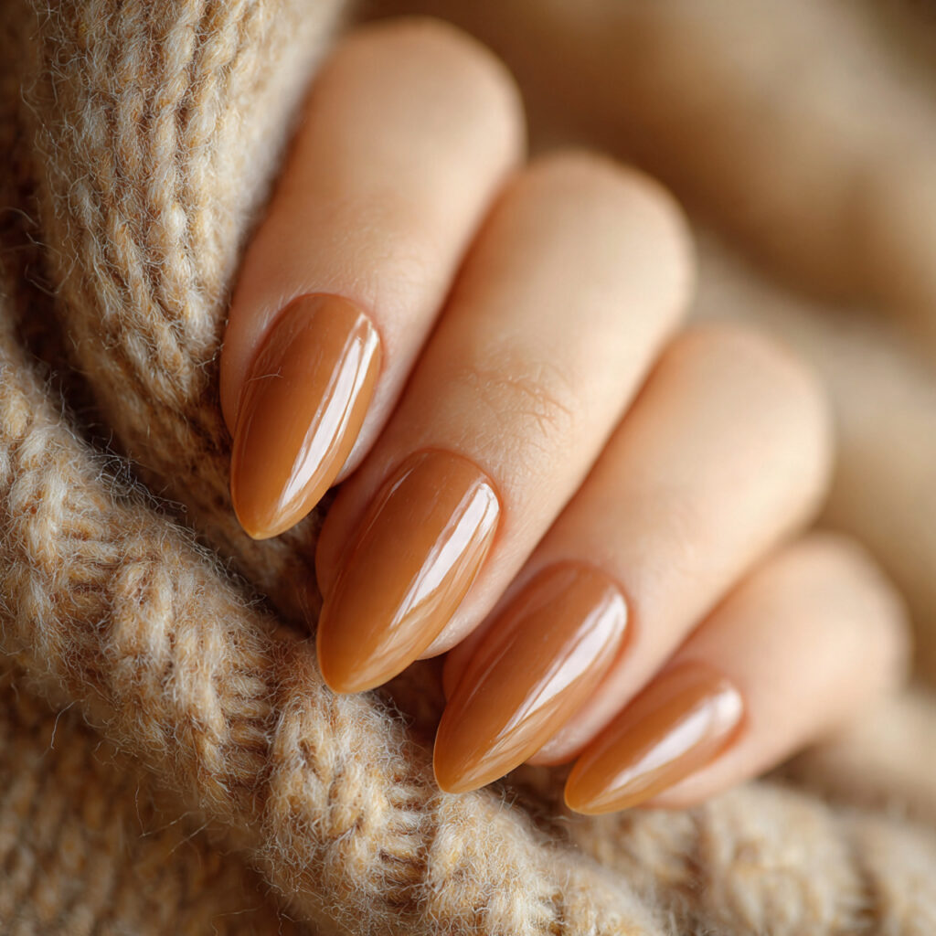 Soft Caramel Almond Nails