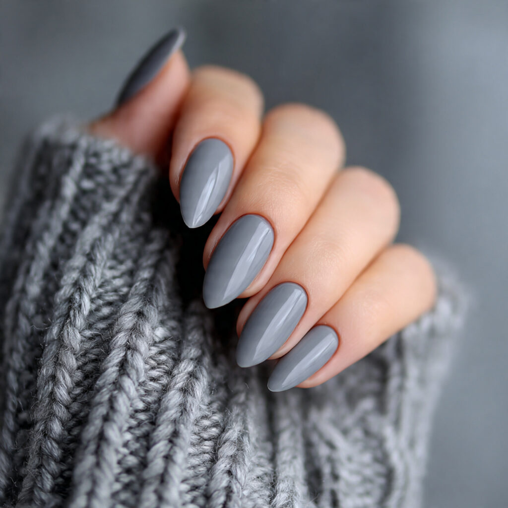 Soft Gray Nails